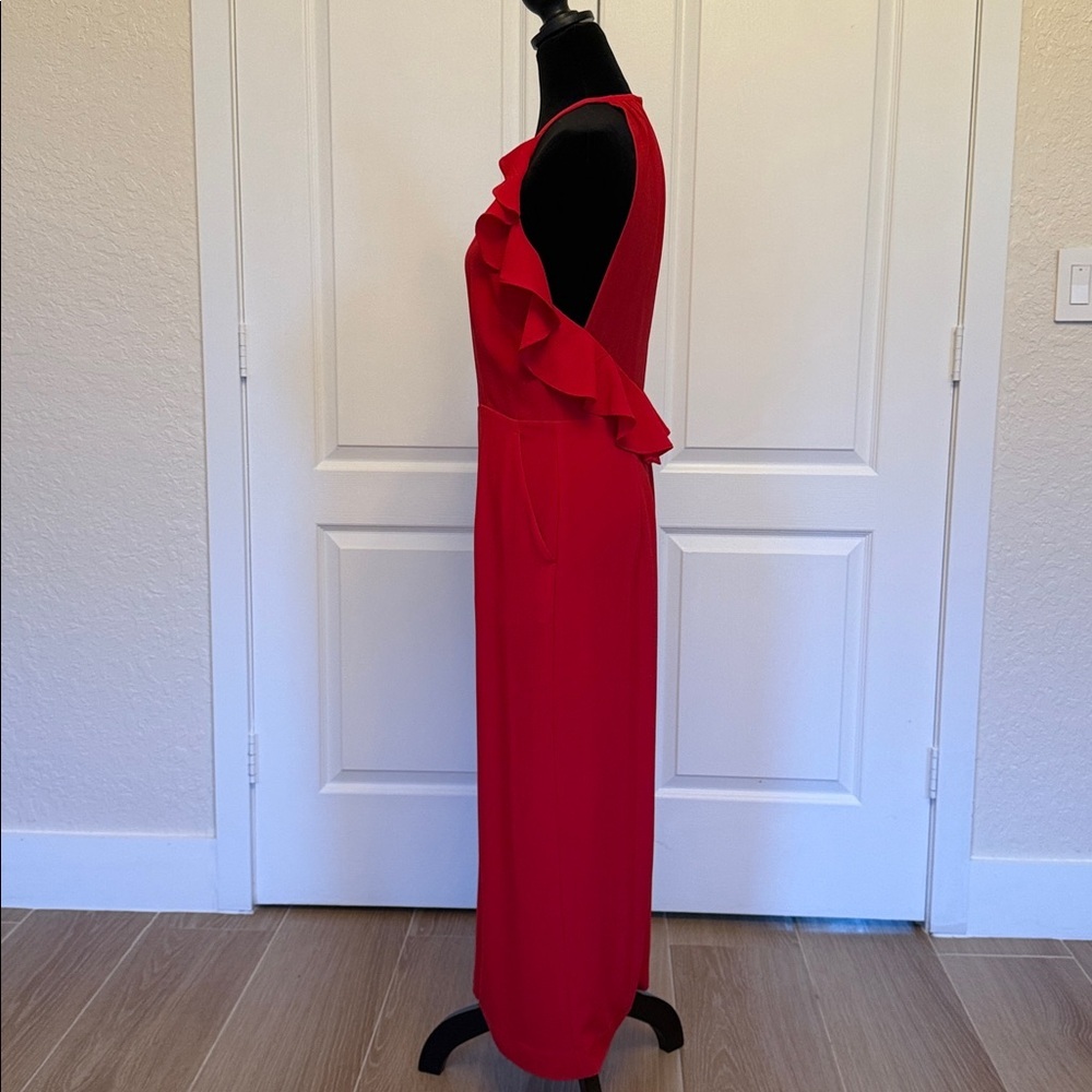 Whistles Red Ruffle-Shoulder Jumpsuit - Picture 5 of 14